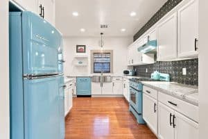 The Remodeled and Retro Kitchen Inside 1211 W Polk St in Oakland Historic District